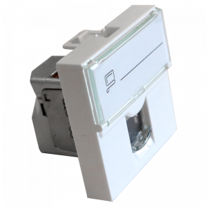 Вставка Mosaic 45x45, RJ-45 STP, кат.6, со шторкой и увеличенным окном маркировки, белая